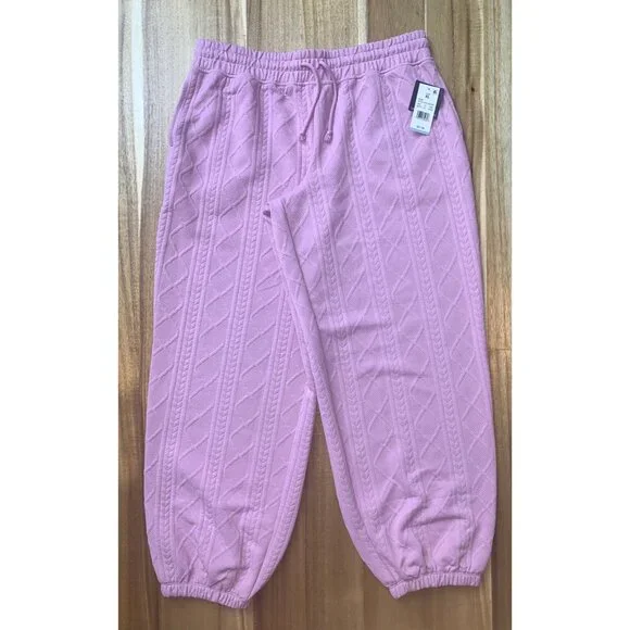 Grayson Threads Womens Pink Cable Knit Design Joggers With Side Pockets Size XL - Picture 6 of 10